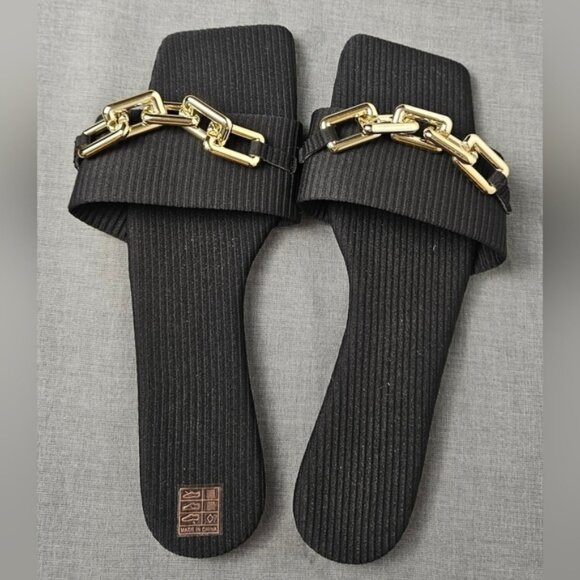Women's Chain Decor Slide Sandals, Fashion Flat Sandals For Summer ~ NWOT - Picture 6 of 10